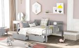 Full size Daybed with Two Drawers, Wood Slat Support