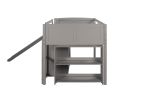 Low Twin Size Loft Bed with Cabinets;  Shelves and Slide