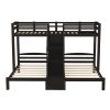 Twin over Twin & Twin Bunk Bed with Built-in Staircase and Storage Drawer
