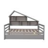 Full Size Platform Bed with Trundle and Shelves