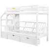 Twin over Full Bunk Bed with Two Drawers and Staircase;  Down Bed can be Converted into Daybed