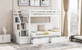 Twin over Full Bunk Bed with Two Drawers and Staircase;  Down Bed can be Converted into Daybed