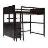 Full size Loft Bed with Drawers and Desk;  Wooden Loft Bed with Shelves