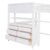 Full size Loft Bed with Drawers and Desk;  Wooden Loft Bed with Shelves