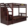 Twin over Full Bunk Bed with Two Drawers and Staircase;  Down Bed can be Converted into Daybed