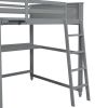 Full size Loft Bed with Drawers and Desk;  Wooden Loft Bed with Shelves