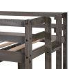 Wooden Twin Over Full Bunk Bed, Loft Bed with Playhouse, Farmhouse, Ladder and Guardrails