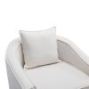 COOLMORE Accent Chair with Ottoman, Mid Century Modern Barrel Chair Upholstered Club Tub Round Arms Chair for Living Room