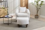 COOLMORE Accent Chair with Ottoman, Mid Century Modern Barrel Chair Upholstered Club Tub Round Arms Chair for Living Room