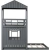 Wooden Twin Over Full Bunk Bed, Loft Bed with Playhouse, Farmhouse, Ladder and Guardrails