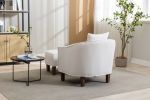 COOLMORE Accent Chair with Ottoman, Mid Century Modern Barrel Chair Upholstered Club Tub Round Arms Chair for Living Room