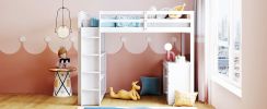 Full Size Loft Bed with Ladder, Shelves, and Desk