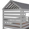 Twin over Twin House Bunk Bed with Trundle and Slide ; Storage Staircase; Roof and Window Design