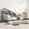 Full Size Platform Bed with Trundle and Shelves