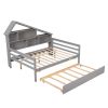 Full Size Platform Bed with Trundle and Shelves