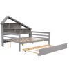 Full Size Platform Bed with Trundle and Shelves