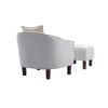 COOLMORE Accent Chair with Ottoman, Mid Century Modern Barrel Chair Upholstered Club Tub Round Arms Chair for Living Room