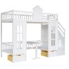 Twin-Over-Twin Bunk Bed with Changeable Table ;  Bunk Bed Turn into Upper Bed and Down Desk with 2 Drawers