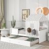 Twin Size House Low Loft Bed with Trundle