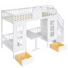 Twin-Over-Twin Bunk Bed with Changeable Table ;  Bunk Bed Turn into Upper Bed and Down Desk with 2 Drawers