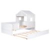 Twin Size House Low Loft Bed with Trundle