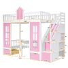 Twin-Over-Twin Bunk Bed with Changeable Table ;  Bunk Bed Turn into Upper Bed and Down Desk with 2 Drawers