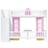 Twin-Over-Twin Bunk Bed with Changeable Table ;  Bunk Bed Turn into Upper Bed and Down Desk with 2 Drawers