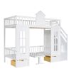 Twin-Over-Twin Bunk Bed with Changeable Table ;  Bunk Bed Turn into Upper Bed and Down Desk with 2 Drawers