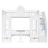 Twin-Over-Twin Bunk Bed with Changeable Table ;  Bunk Bed Turn into Upper Bed and Down Desk with 2 Drawers