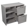 Low Twin Size Loft Bed with Cabinets;  Shelves and Slide