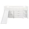 Low Twin Size Loft Bed with Cabinets;  Shelves and Slide