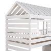 Twin over Twin House Bunk Bed with Trundle and Slide ; Storage Staircase; Roof and Window Design