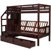 Twin over Full Bunk Bed with Two Drawers and Staircase;  Down Bed can be Converted into Daybed