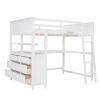 Full size Loft Bed with Drawers and Desk;  Wooden Loft Bed with Shelves