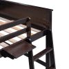 Full size Loft Bed with Drawers and Desk;  Wooden Loft Bed with Shelves