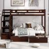 Twin over Full Bunk Bed with Two Drawers and Staircase;  Down Bed can be Converted into Daybed