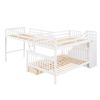 Twin over Full L-Shaped Bunk Bed With 3 Drawers, Ladder and Staircase