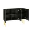 Modern Simple Sideboard with Particle Board and MDF Board;  Adjustable Shelves Luxury Style Cabinet with Gold Metal Legs and Handles for Hallway