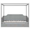 Twin Size Wooden Canopy Daybed with 3 in 1 Storage Drawers