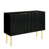 Modern Simple Sideboard with Particle Board and MDF Board;  Adjustable Shelves Luxury Style Cabinet with Gold Metal Legs and Handles for Hallway