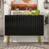 Modern Simple Sideboard with Particle Board and MDF Board;  Adjustable Shelves Luxury Style Cabinet with Gold Metal Legs and Handles for Hallway
