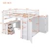 Full size Loft Bed with Drawers,Desk,and Wardrobe