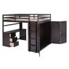 Full size Loft Bed with Drawers,Desk,and Wardrobe