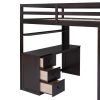 Full size Loft Bed with Drawers,Desk,and Wardrobe
