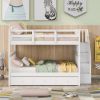 Stairway Full-Over-Full Bunk Bed with Drawer;  Storage and Guard Rail for Bedroom
