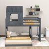 Wooden Twin Over Full Bunk Bed, Loft Bed with Playhouse, Farmhouse, Ladder and Guardrails