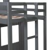 Wooden Twin Over Full Bunk Bed, Loft Bed with Playhouse, Farmhouse, Ladder and Guardrails
