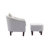 COOLMORE Accent Chair with Ottoman, Mid Century Modern Barrel Chair Upholstered Club Tub Round Arms Chair for Living Room