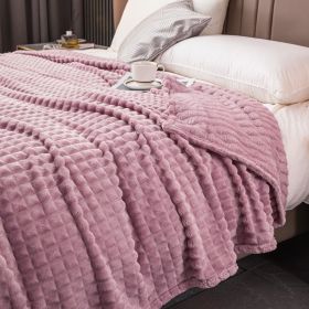 Milk Velvet Blanket Thickened Strip Cut Flower Flannel Blanket (Option: Cut Grid Taro Purple-180 X200CM Cover Blanket)