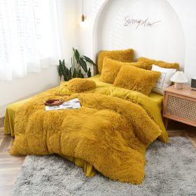 Mink Fur Four-piece Plush Rhinestone Velvet Duvet Cover (Option: Turmeric-229X229cm)
